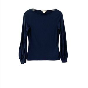 🟢Brooks Brothers Women’s Navy Blue Balloon Sleeve Long Sleeve Top Size XS